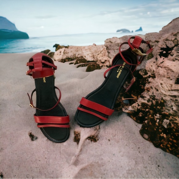 Saint Laurent Janis Gladiator Sandal Flats Size 40.5 $895 - Picture 3 of 8